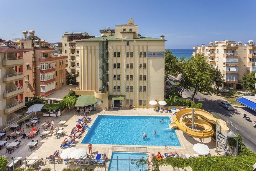 KM TRAVEL, dovolená Turecko, Alanya, pohled na celý hotel Kleopatra Beach