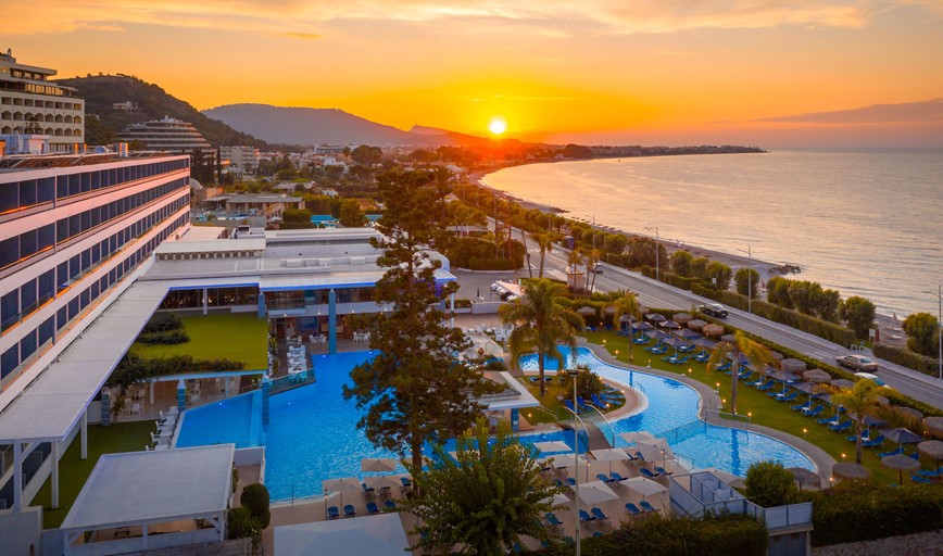 Hotel Oceanis má nádherný západ slunce, Ixia, Rhodos, Řecko, KM TRAVEL