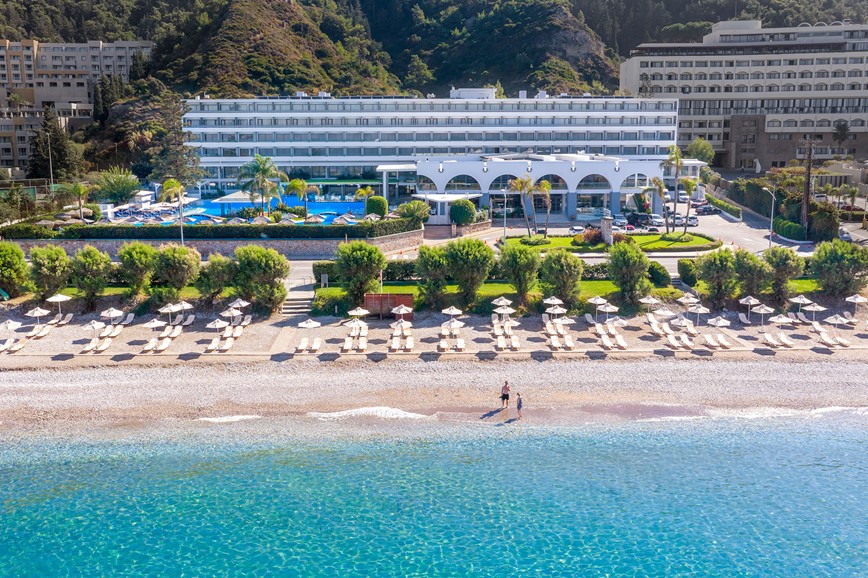 Hotel Oceanis, pohled od moře, Rhodos, Řecko, KM TRAVEL