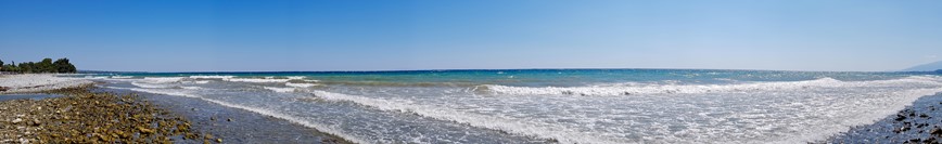 Oblázkový pláž, Leptokaria, Řecko, km travel