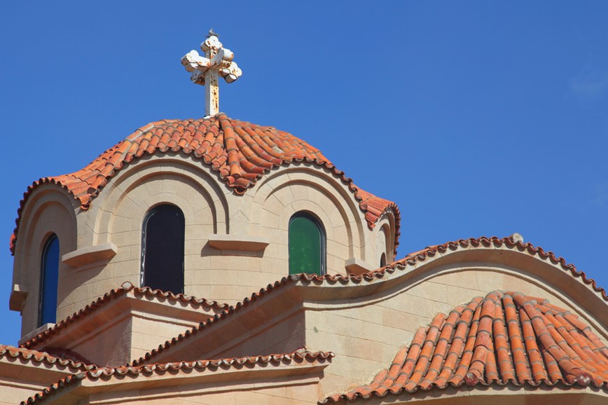KM TRAVEL, Řecko, Rhodos, detail kostelíku ve Faliraki