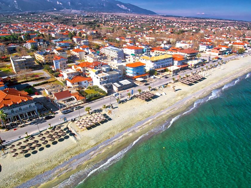 Aerial photo of Leptokaria beach, Pieria Greece